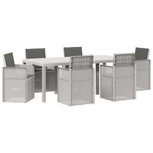 vidaXL Komplet za jedilnico v vrtu z blazino 7 pcs Bela in antracit PP