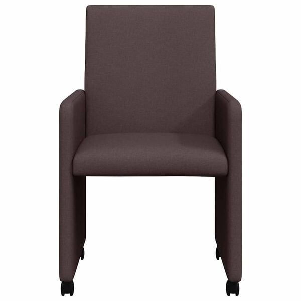 vidaXL Jedilni stoli s kolesi 2 pcs Temno rjava 57 x 66 x 94 cm blago