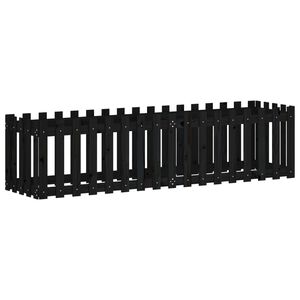 vidaXL Vrtna visoka greda z ograjico črna 200x50x50 cm trdna borovina