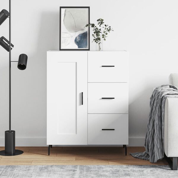 vidaXL Komoda bela 69,5x34x90 cm inženirski les