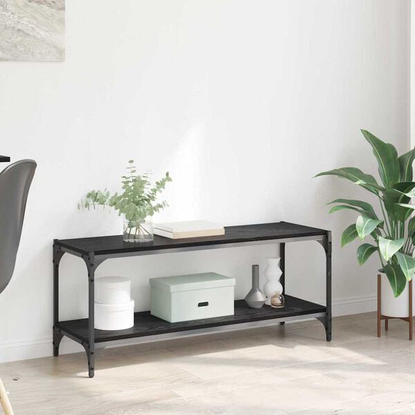 vidaXL TV omarica Črna Orehovina 100x33x41cm Inženirski les in železo