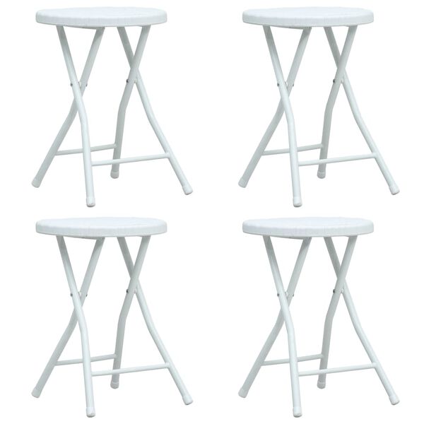 vidaXL Zložljivi vrtni stolčki 4 kosi beli HDPE videz ratana