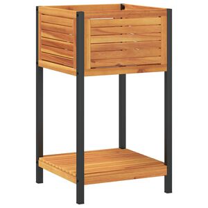 vidaXL Vrtno cvetlično korito s polico 45x45x80 cm akacija in jeklo