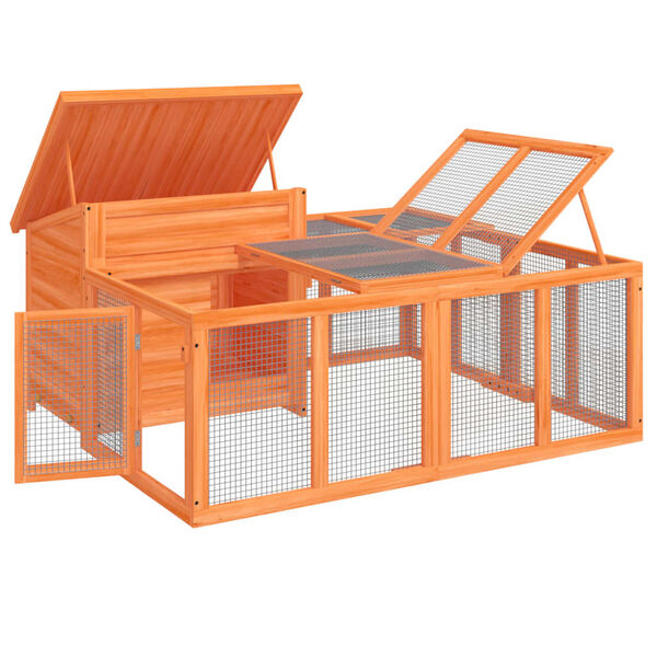 vidaXL Zajčnik rjav 144x123x67,5 cm trdna borovina