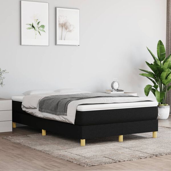 vidaXL Box spring postelja z vzmetnico črna 120x190 cm blago