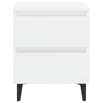 vidaXL Nočna omarica visok sijaj bela 40x35x50 cm iverna plošča