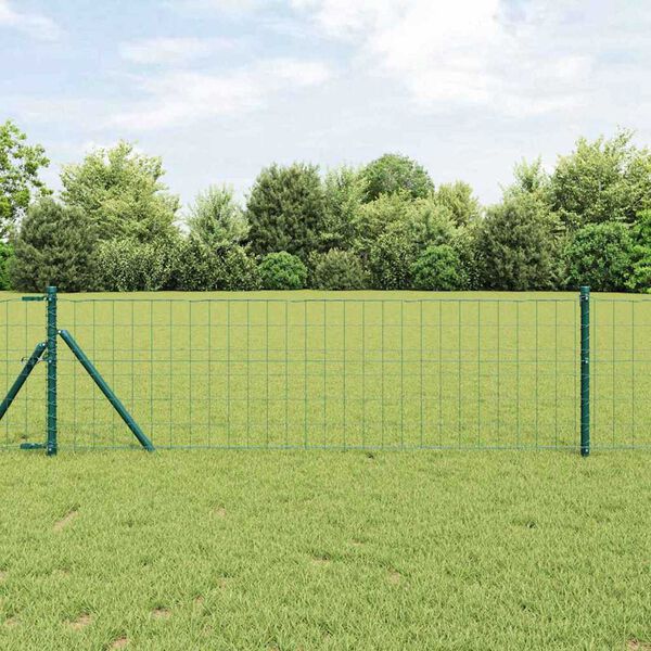 vidaXL Evropska ograja Zelena 0.4 x 25 m PVC prevlečen železo