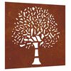 vidaXL Vrtna stenska dekoracija 55x55 cm corten jeklo drevo