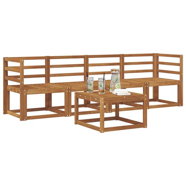 vidaXL Zunanja garnitura za sedenje 5 pcs Naravna Masiven les akacije