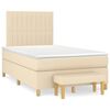 vidaXL Box spring postelja z vzmetnico krem 120x200 cm blago