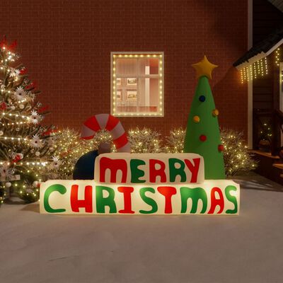 vidaXL Napihljiva dekoracija Merry Christmas z LED lučkami 197 cm