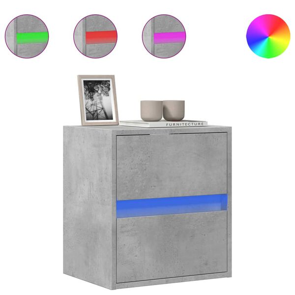 vidaXL Stenska TV omarica z LED lučkami betonsko siva 41x31x45 cm