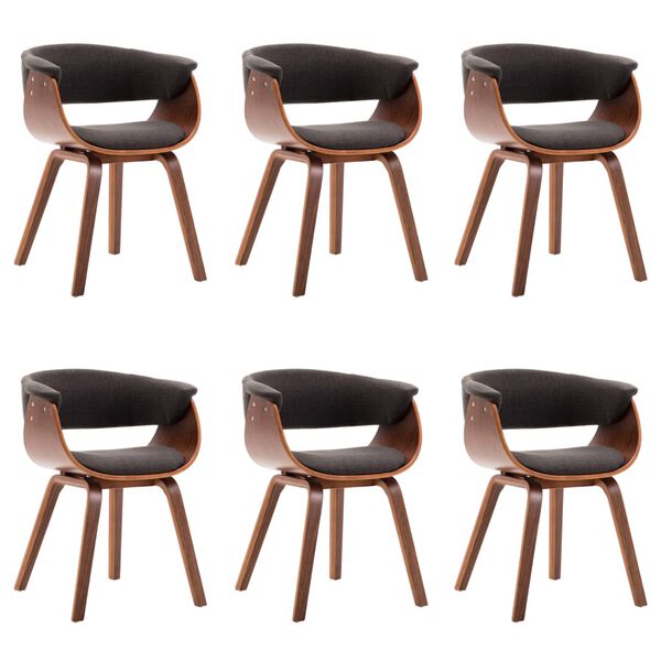 vidaXL Jedilni stoli 6 kosov sivi ukrivljen les in blago