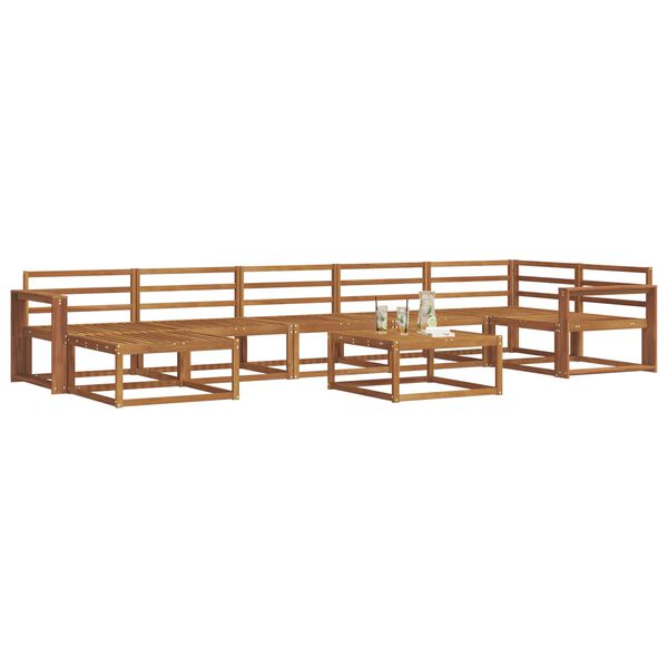 vidaXL Zunanja garnitura za sedenje 8 pcs Naravna Masiven les akacije