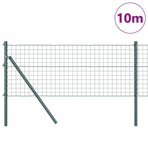 vidaXL Ograja s stebrom Zelena 0,4 x 10 m Jeklo in PVC