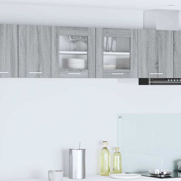 vidaXL Viseča omarica z vrati Siva Sonoma in bela 80 x 31 x 40 cm