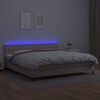 vidaXL Box spring postelja vzmetnico LED kapučino 200x200 cm um. usnje