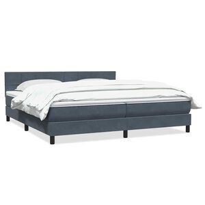 vidaXL Box Spring postelja z vzmetnico Temno siva 180x220 cm žamet