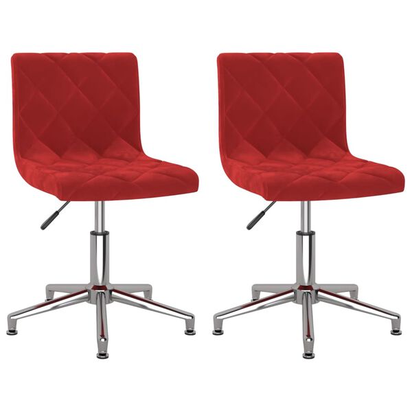 vidaXL Vrtljivi jedilni stoli 2 kosa vinsko rdeč žamet