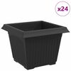 vidaXL Kvadratna cvetlična posoda 24 kos Črna 23 x 23 x 17,5 cm