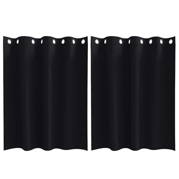 vidaXL Zavese za zatemnitev z obroči 2 pcs Črna 140 x 140 cm Poliester
