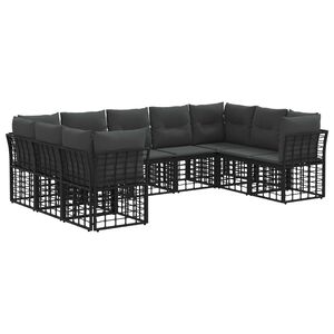 vidaXL Zunanja garnitura za sedenje 9 pcs Črna in Temno siva Poliester