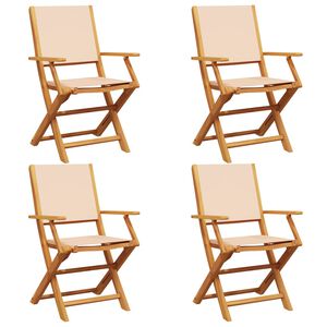 vidaXL Zložljivi vrtni stoli 4 kosi bež blago in trden les