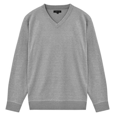 vidaXL Moški pulover V-izrez siv XL