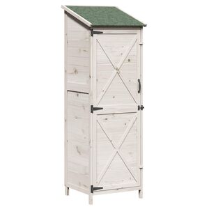vidaXL Vrtno skladi&scaron;če Bela 59,5 x 56 x 176,5 cm Trdna smreka
