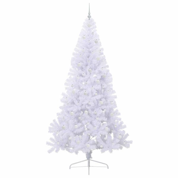 vidaXL Umestno božično drevo med 300 LED Bela 240 cm PVC in jeklo