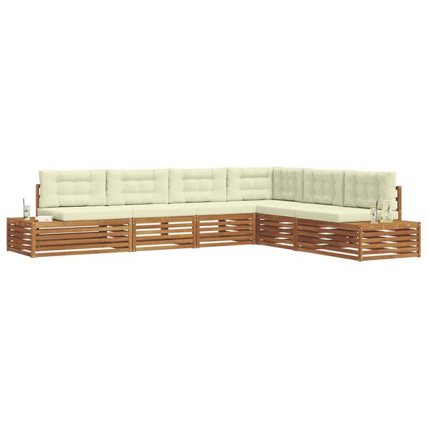 vidaXL Zunanja garnitura za sedenje z blazino 6 Kos Naravna in smetana