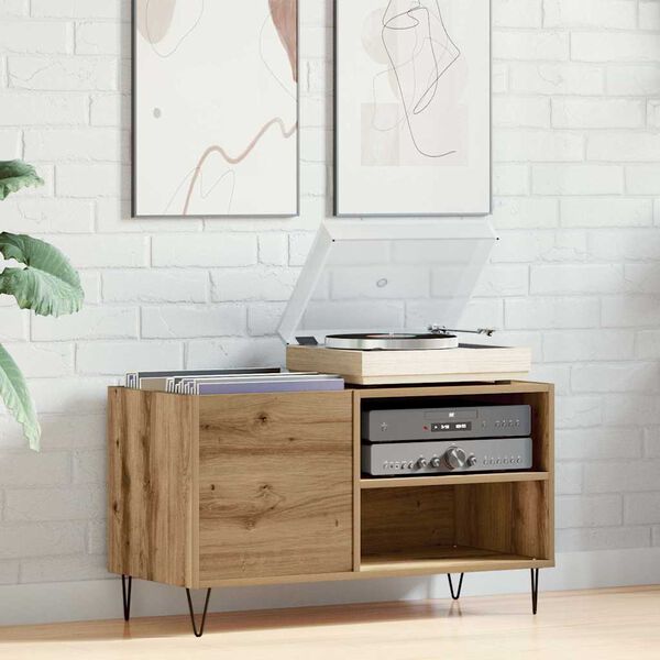 vidaXL Omarica za gramofonske plošče artisan hrast 84,5x38x48 cm