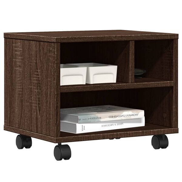 vidaXL Stojalo za tiskalnik s kolesi rjavi hrast 41x32x34,5 cm