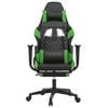 vidaXL Masažni gaming stol z oporo za noge črno in zeleno um. usnje