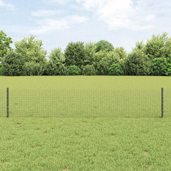 vidaXL Ograja s stebrom Siva 0,4 x 25 m Jeklo in PVC
