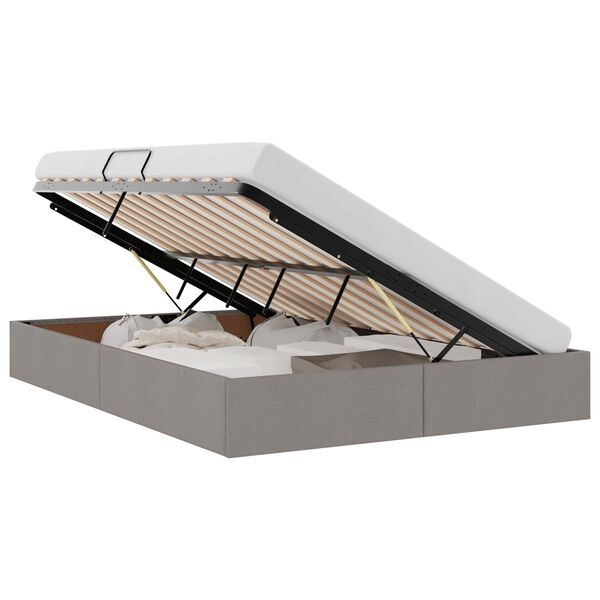 vidaXL Postelja s shranjevanjem z vzglavjem Taupe 140 x 200 cm blago