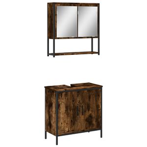 vidaXL Kopalni&scaron;ka garnitura 2-delna dimljeni hrast inženirski les