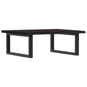 vidaXL Stenska polica za umivalnik jeklo in trdna hrastovina