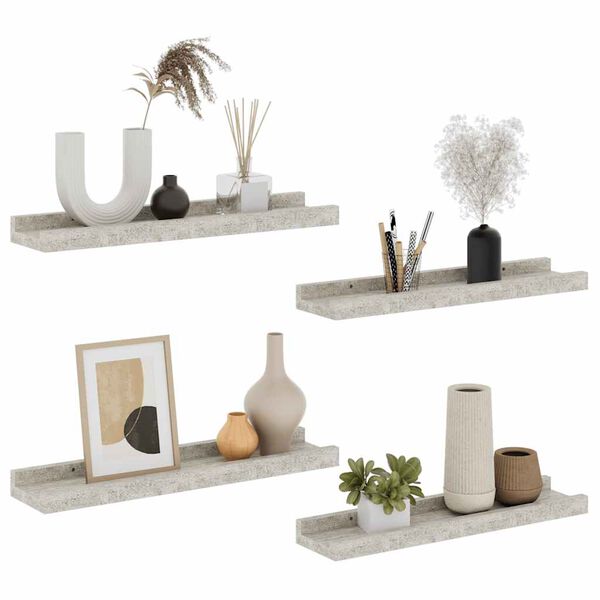 vidaXL Stenske police 4 kosi betonsko sive 40x90x3 cm