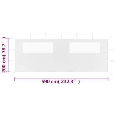 vidaXL Stranica za paviljon z okni 6x2 m bela