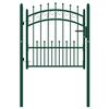 vidaXL Ograjna vrata Emmen s konicami jeklo 104x97 cm zelena