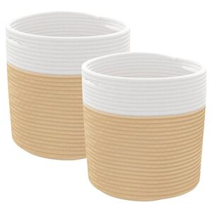 vidaXL Ko&scaron;ara za shranjevanje 2 kosa bež in bela &Oslash;28x28 cm bombaž