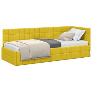 vidaXL Kotna postelja z vzglavjem Rumena 80 cm x 200 cm Žamet