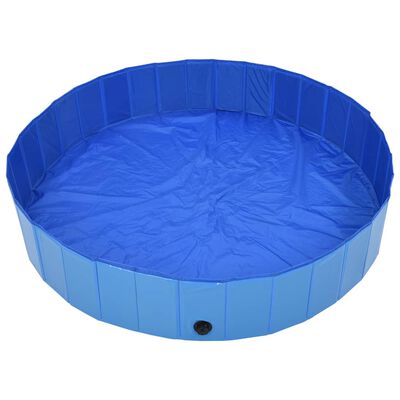 vidaXL Zložljiv bazen za pse moder 160x30 cm PVC