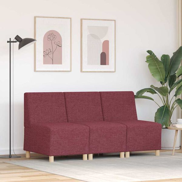 vidaXL Modularna sofa enota brez naslonov 3 pcs Vinorodna rdeča