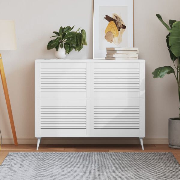 vidaXL Vrata za omarico z letvicami 4 kosi bela 39,5x59,4 cm borovina