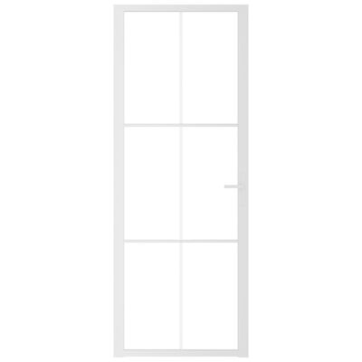 vidaXL Notranja vrata 76x201,5 cm bela ESG steklo in aluminij