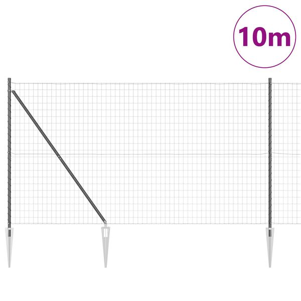 vidaXL Ograja s stebrom Siva 1,5 x 10 m Jeklo in PVC