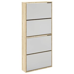 vidaXL Omarica za čevlje 4-nadstropna z ogledali hrast 63x17x134 cm