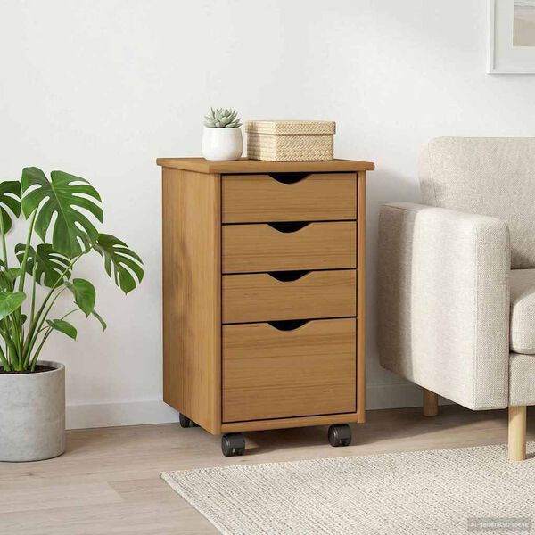 vidaXL Gležnji kabinet s kolesom MOSS Medeno Rjava 34 x 39 x 56 cm